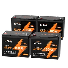 LiTime 1/2/3/4/8Pack 12V 100Ah Group 24 LiFePO4 Lithium Battery RV Trailer Lot