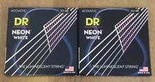 2 Packs of DR Strings NWA-10 Neon White Acoustic Guitar Strings - 10-48