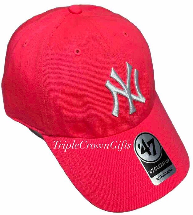 MLB NY Yankees ('47 Brand) Clean Up Hat Adjustable Strap Neon Pink