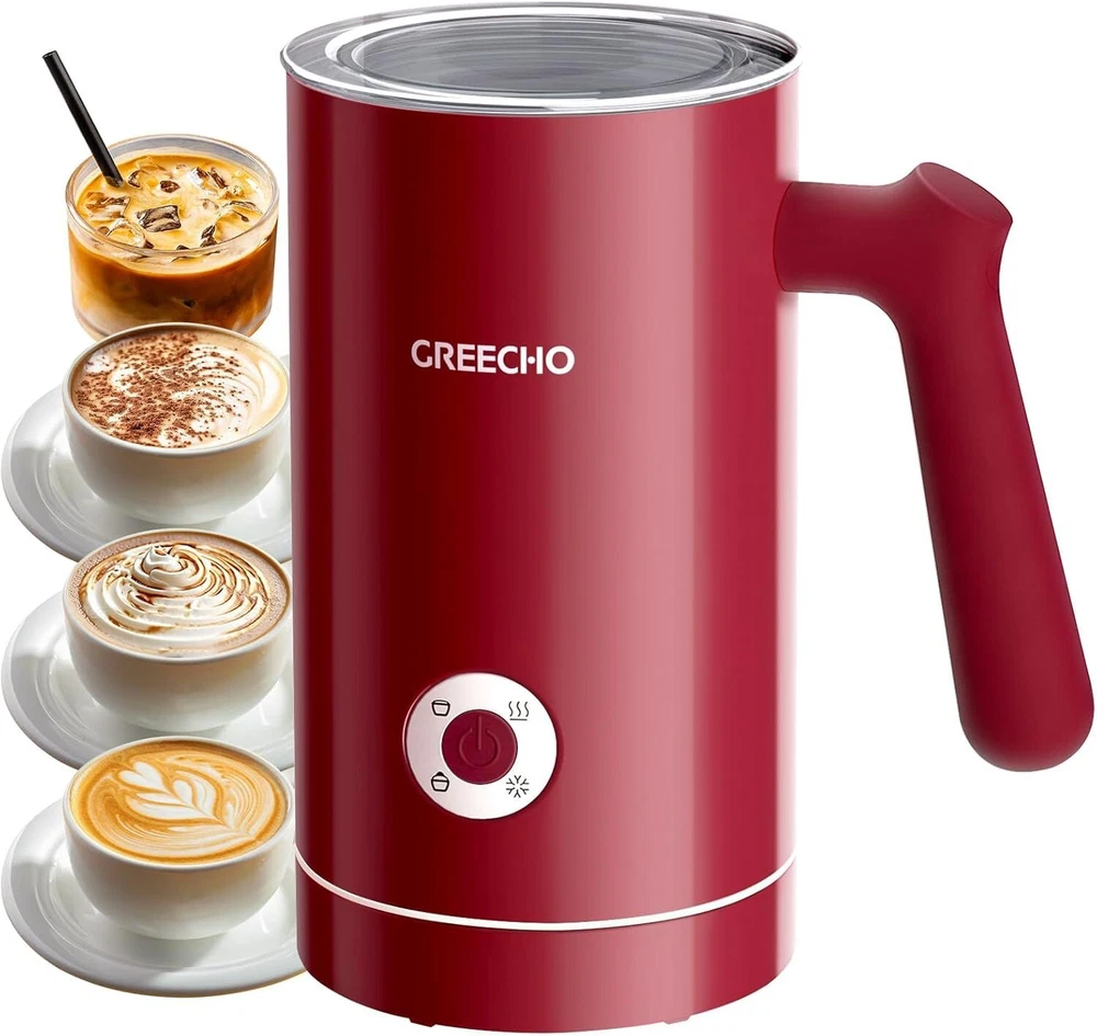 Milk Frother and Steamer, GREECHO 4 IN 1 Electric Frother, Viva Magenta