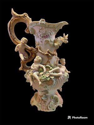 2 Antique Meissen Pitchers With Cherubs | eBay
