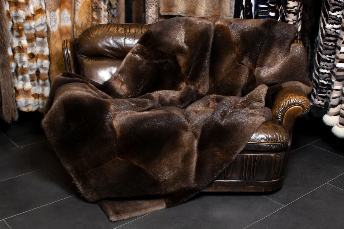 1660 Premium Real Fur Blanket made with Beaver Fur Genuine Fur