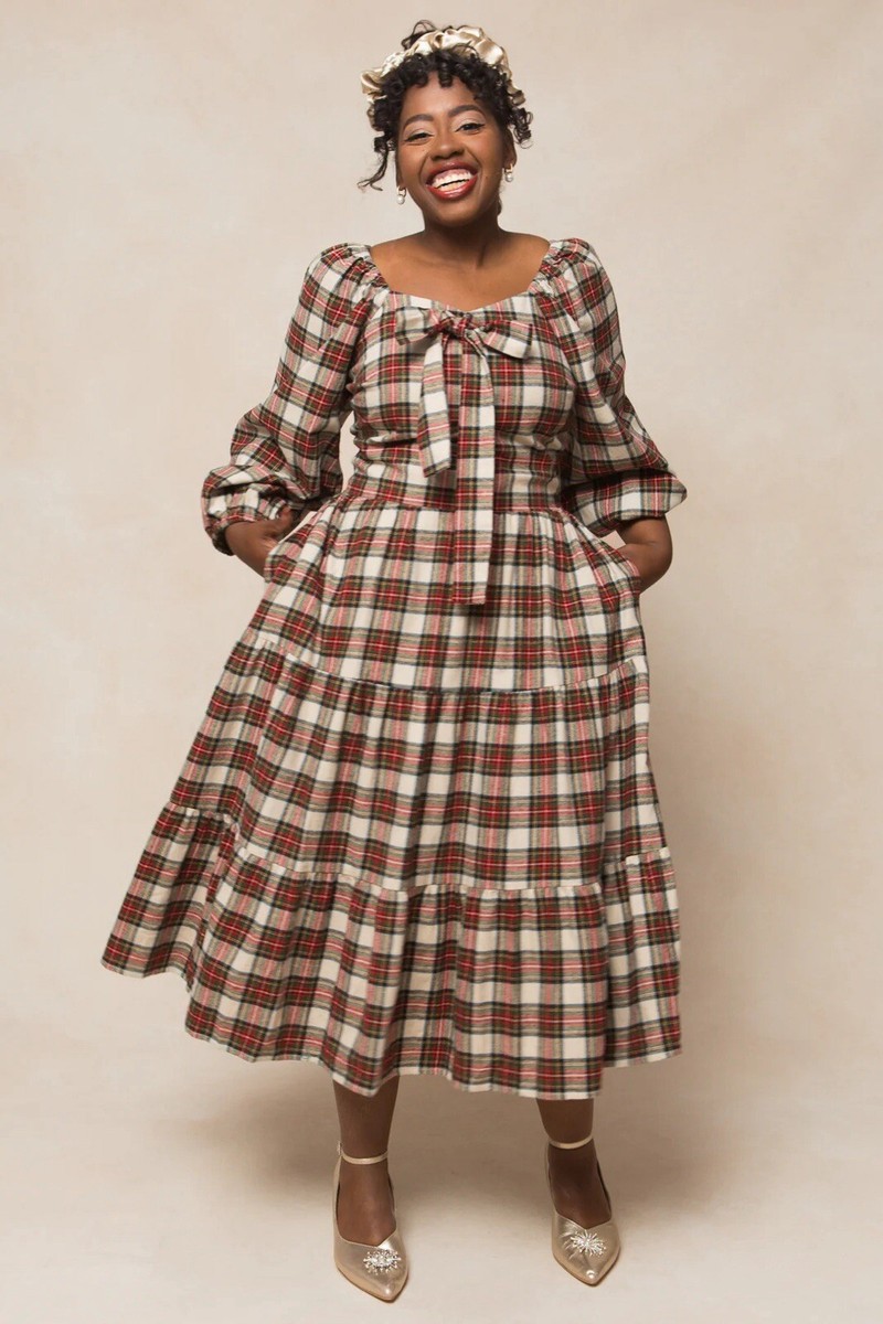 Ivy City Merry Dress In Holiday Plaid Size 2XL New Bow Holiday - Main Image