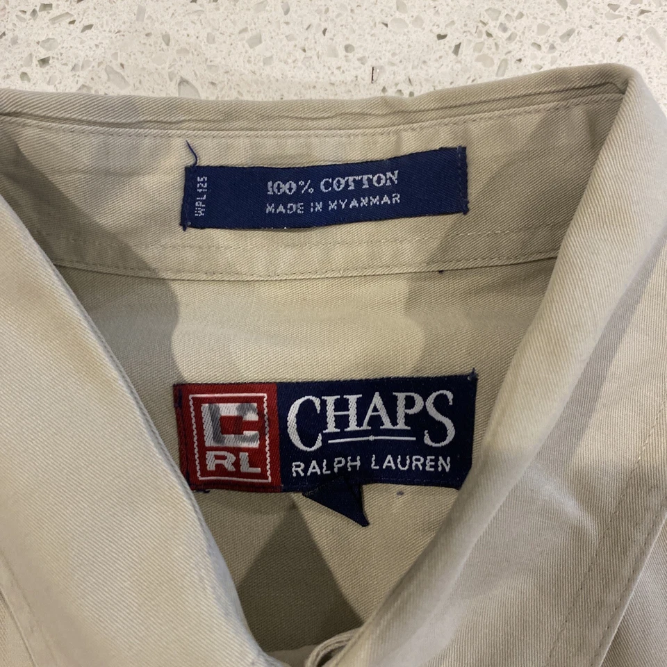 Camisa vintage Chaps Ralph Lauren marrón manga larga abotonada para hombre mediana Foto 2 de 4