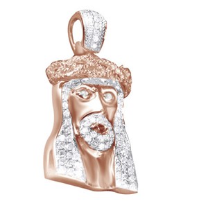 Authentic 1.4Ct Round Cut Simulated Diamond 18K Rose Gold Plated Juses Piece Men's Pendent