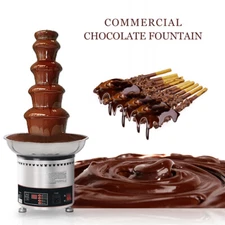 5 Tiers Chocolate Fondue Fountain Commercial Heating Melting Warming Machine