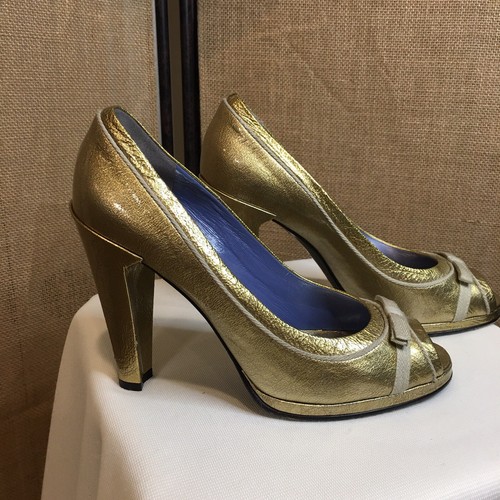 MARC JACOBS"" DAMEN GOLD PEEP TOE SCHLEIFENABSÄTZE - GRÖSSE EU 40/US 10 - Bild 5 von 12