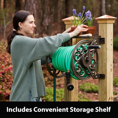 125ft Capacity Manual Bronze Hose Reel - Decorative Wall Mount Design - Picture 7 of 9