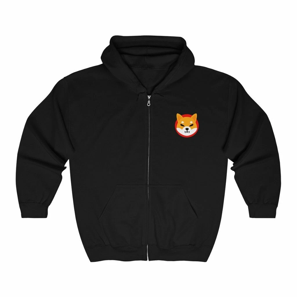 Shiba Inu Zip up Hoodie in Black
