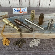 Small Brass Telescope, Antique, Silver, Gold Finish w/ Optional 27" Chain & Bag