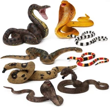 8pcs Realistic Fake Snake: Cobra, Boa, Rattlesnake for pranks and props
