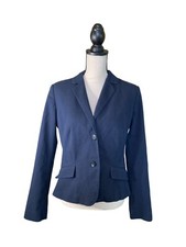 Liz Claiborne Womans Size 8 Navy Textured Blazer Two-Button Closure Corpcore