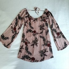 Boho pink floral tunic dress 