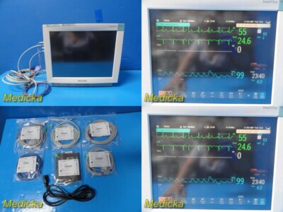 Philips MP70 (M8007A) Critical Care Monitor W/ NEW Leads & M3001A Module ~ 32153