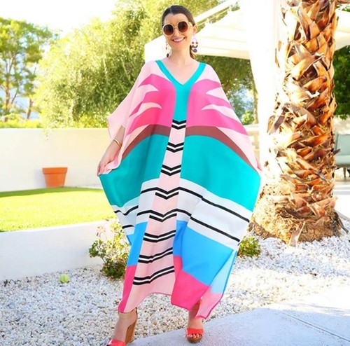 Nautical Beach Kaftan Loose Fit Chiffon 