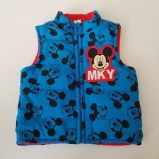 Disney baby mickey mouse puffer vest size 24M zip front blue fleece lined