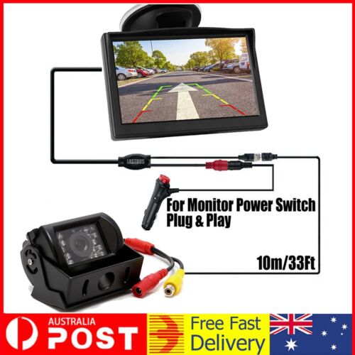 Reverse Camera Wireless HD 5'' Kit 12V Reversing Camera Truck Caravan Rear View