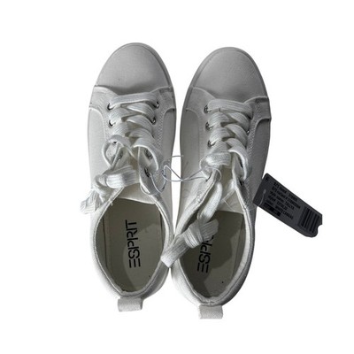 ESPRIT Womens Tallya Canvas Lace Up Sneakers White 8M NEW