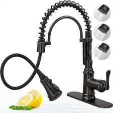 3 Modes Bronze Kitchen Faucet with Pull Down Sprayer, Single Hole Kitchen Sin...