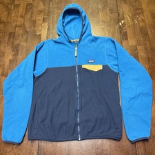 Patagonia Micro D Blue Colorblock Snap-T Hooded Fleece Jacket Kids 2XL 16-18