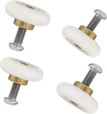 Set of 4 Dia 19mm Stainless Steel Shower Door Wheels Rollers Runners White 19m
