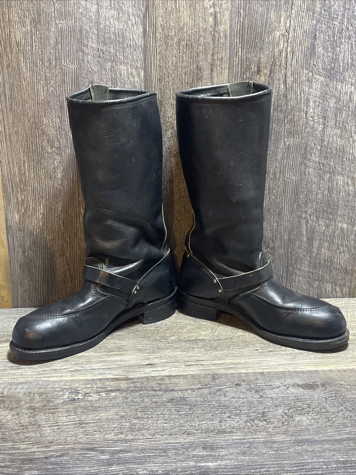 Vtg Embroidered Eagle Logo 1980s Leather Harley Davidson Motorcycle Boots Sz 9.5 - Image 3 of 4