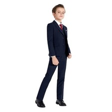 Boys Formal Suit Slim Fit for Boys Wedding Ring Bearer 5 Slim Darkblue 5pc
