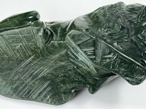Vintage Green Serpentine Recumbent Lion Carved - Imagen 19 de 23