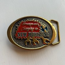 Vintage 80's Snap On Tools Belt Buckle Heavy Solid Brass Made in USA