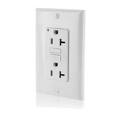 White GFCI Outlet with Ground Fault Protection