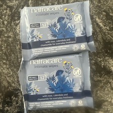 Lot of 2 Natracare, Soft Organic Cotton Intimate Wipes, 12 Wipes