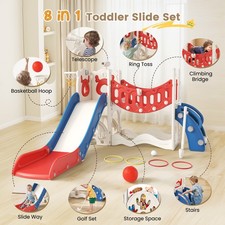 10in1 Toddler Slide Ring Toss Playset Indoor Outdoor Climber Playground for Kids