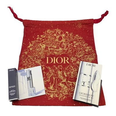 Dior 3 Piece Set Chinese Drawstring Bag Diorshow Mascara 4g & Maximizer 4D 1ml