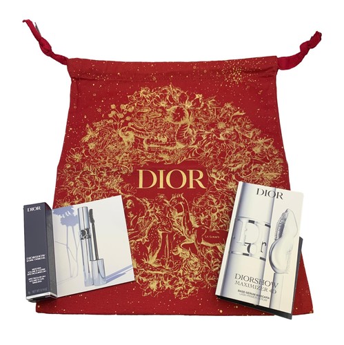 Dior 3 Piece Set Chinese Drawstring Bag Diorshow Mascara 4g & Maximizer 4D 1ml