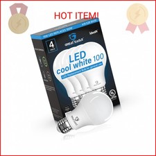Great Eagle A19 LED Light Bulbs 100 Watt Equivalent - UL Listed - Cool White 400