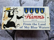 VINTAGE HAMM'S BEER PORCELAIN SIGN CAR GAS OIL TRUCK 10"×5"
