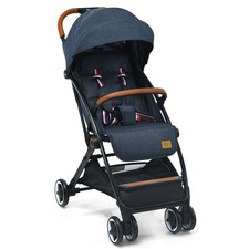 Lightweight Baby Stroller One-Hand Folding Compact Travel Stroller-Navy