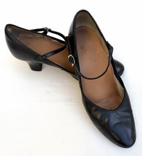 Vtg 80s Capezio Dance Character Shoes Sz 8M Ballroom 2.5 Heels Black Mary Jane
