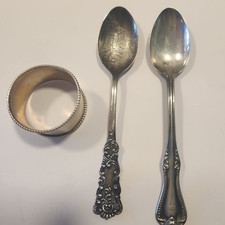 Vintage Sterling Silver 925 Scrap ~ 2 Mini Spoons & 1 Napkin Ring ~ 40 grams