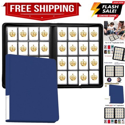 16 Pocket Toploader Binder, Holds 640 Cards, Ringless Design Side-Load Toploa...
