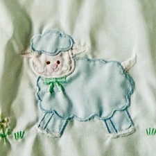 Vintage Baby Blanket Quilt ABC Animal Bear Kitten Bunny Print Boy Girl Ruffle