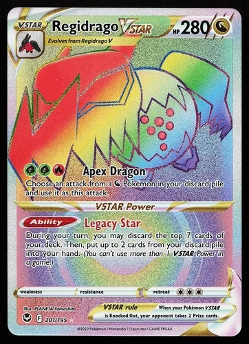 Regidrago VSTAR 201/195 Rainbow Rare Silver Tempest Pokemon Card
