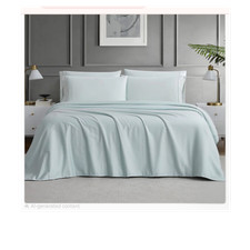 Hotel Signature Sateen Queen 400TC Egyptian Cotton Sheet Set Green 6pc Wrinkle