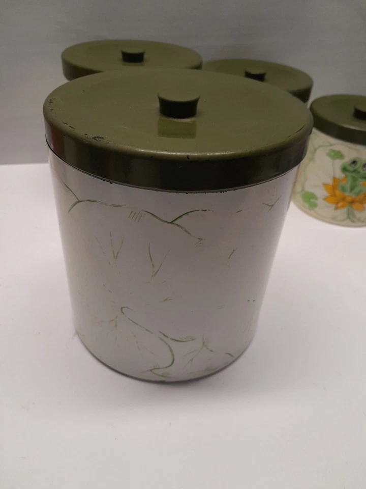 Vintage 70s Sears Neil The Frog 4 Canister with 4 Lids Complete Set 1977 - Image 3 of 4