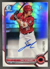 2022 Bowman Draft Sal Stewart Chrome Auto Refractor 1st Prospect #/499 Reds