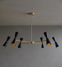 Handmade Brass Sputnik Chandelier   Mid Century Modern 6-Light Fixture