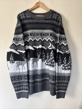 Mens TU Grey Fair Isle Knit Christmas Jumper Size XXL 2XL