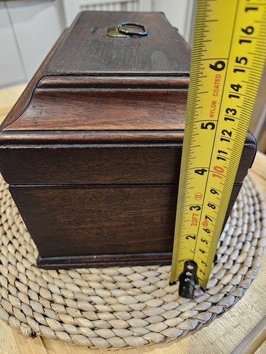 Antique Georgian Mahogany 2 Section Tea Caddy Chippendale Style 24cm - Picture 2 of 9