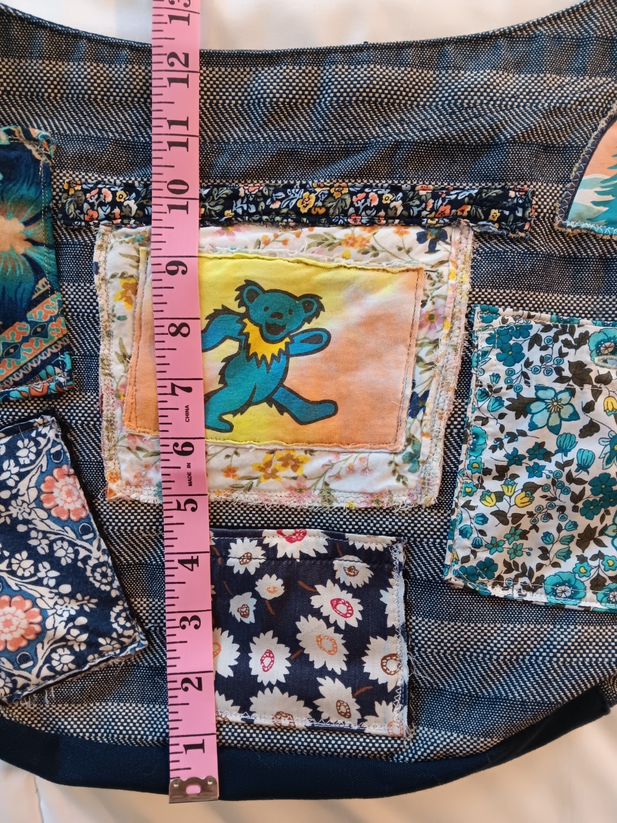 OOAK Patchwork CrossBody Tote Bag Dancing Bear Ha… - image 6