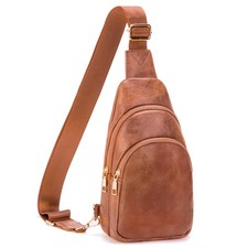 Sling Bag for Women Crossbody Bag Purse Womens Vegan Leather Fanny Pack Chest...